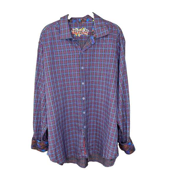 Robert Graham Shirt Mens Size 2X Plaid Office Party Church Button Up Flip Cuff - Picture 1 of 8
